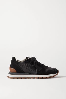 Brunello Cucinelli - Bead-embellished Nylon And Suede Sneakers - Black