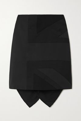Burberry - Draped Paneled Crepe And Mohair And Wool-blend Mini Skirt - Black