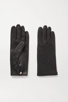 Agnelle - Chloe Woven Leather Gloves - Black