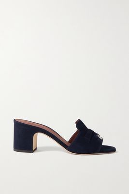 Loro Piana - Summer Charms Embellished Suede Mules - Blue