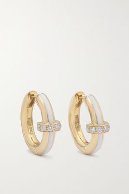 State Property - Idris Minor 18-karat Gold, Enamel And Diamond Hoop Earrings - one size