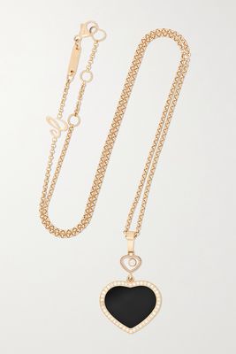 Chopard - Happy Hearts 18-karat Rose Gold, Onyx And Diamond Necklace - one size