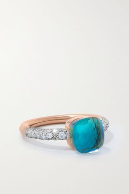 Pomellato - Nudo Petit 18-karat White And Rose Gold Multi-stone Ring - 53