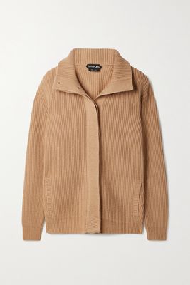 TOM FORD - Ribbed Wool And Cashmere-blend Cardigan - Neutrals