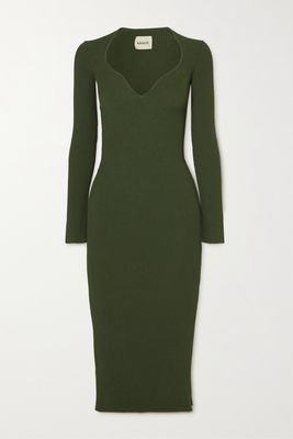 Khaite - Alessandra Ribbed-knit Midi Dress - Green