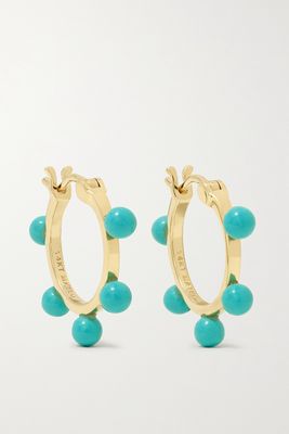 Mateo - 14-karat Gold Turquoise Hoop Earrings - one size
