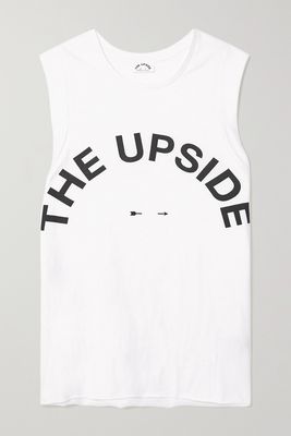 The Upside - Muscle Printed Organic Cotton-jersey Tank - White