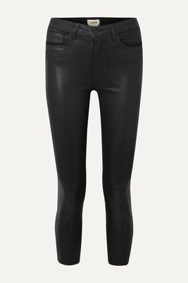 L'Agence - Margot Cropped Coated High-rise Skinny Jeans - Black