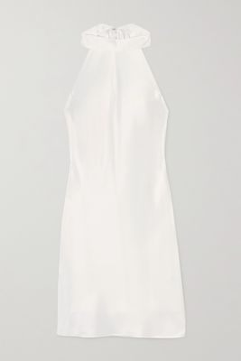 Galvan - Satin Halterneck Mini Dress - White