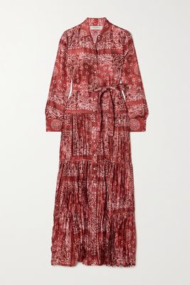 Golden Goose - Belted Tiered Paisley-print Satin-twill Maxi Dress - IT42