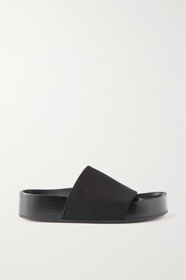 Co - Leather And Stretch-knit Slides - Black