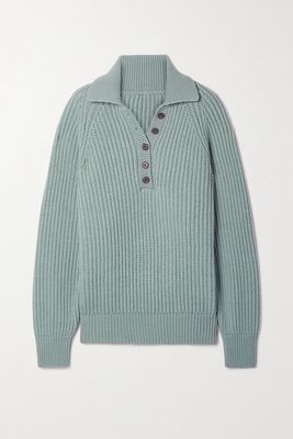 Mara Hoffman - Juliana Ribbed Wool Polo Sweater - Blue
