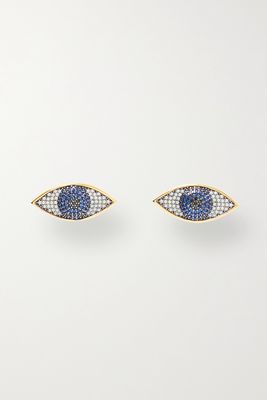 Begüm Khan - Nazar Mini Gold-plated Crystal Earrings - Blue