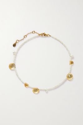 By Pariah - The Sun Recycled Gold Vermeil, Pearl And Citrine Anklet - White
