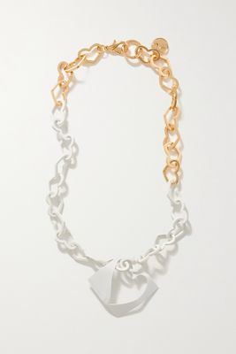 AZ Factory - J'adore Les Caurs Gold- And Silver-tone Necklace - one size