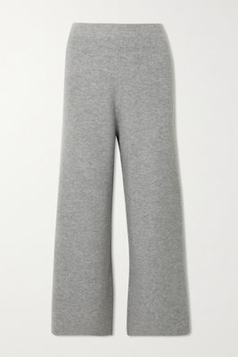Allude - Cropped Ribbed Wool And Cashmere-blend Wide-leg Pants - Gray