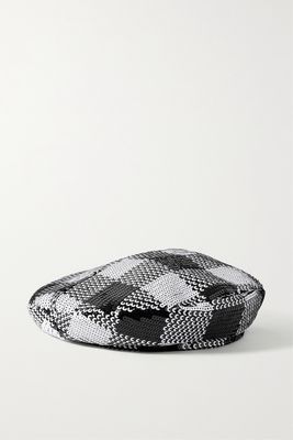 Maison Michel - Billy Checked Sequined Tulle Beret - Black