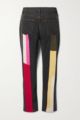 Still Here - Pillow Tate Cropped Striped High-rise Straight-leg Jeans - Black