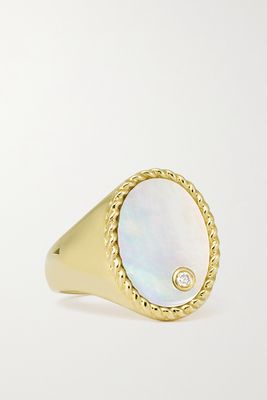 Yvonne Léon - 9-karat Gold, Mother-of-pearl And Diamond Ring - 4