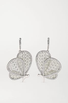 Boghossian - 18-karat White Gold, Titanium Fiber And Diamond Earrings - one size
