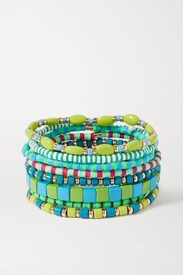 Roxanne Assoulin - Colour Therapy Set Of Eight Enamel And Gold-tone Bracelets - Green