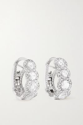 David Morris - 18-karat White Gold Diamond Hoop Earrings - one size