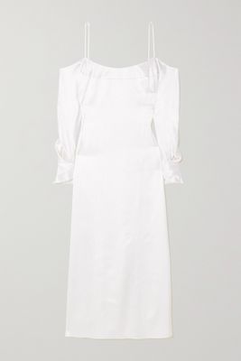 Galvan - Valencia Cold-shoulder Silk-satin Maxi Dress - White