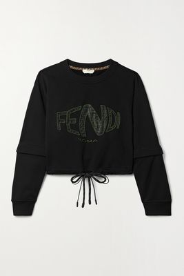 Fendi - Convertible Appliquéd Cotton-jersey Sweatshirt - Black