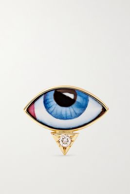 Lito - Petit Bleu 14-karat Gold, Enamel And Diamond Single Earring - one size