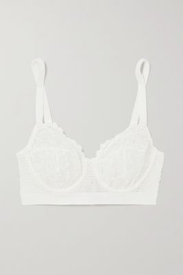 ELSE - Petunia Stretch-mesh And Corded Lace Underwired Bra - White