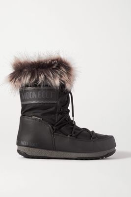 Moon Boot - Monaco Faux Fur-trimmed Shell And Faux Leather Snow Boots - Black