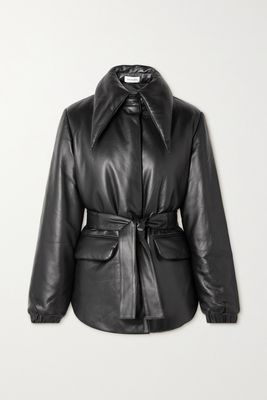 16ARLINGTON - Genoa Belted Padded Leather Jacket - Black