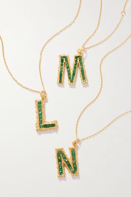 Pacharee - Alphabet Gold-plated Emerald Necklace - Green