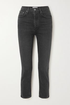 AGOLDE - Riley Cropped High-rise Straight-leg Jeans - Black