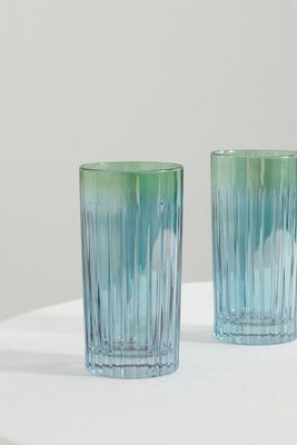Luisa Beccaria - Dégradé Set Of Two Large Glass Tumblers - Blue