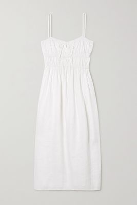 Faithfull The Brand - Francesca Shirred Linen Midi Dress - White