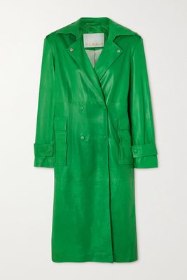 REMAIN Birger Christensen - Pirene Double-breasted Leather Jacket - Green
