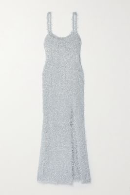 Les Rêveries - Metallic Knitted Midi Dress - Silver