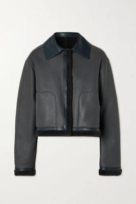 Jil Sander - Shearling-trimmed Leather Jacket - Gray