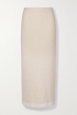 The Row - Damaris Ribbed Cotton-blend Bouclé-knit Midi Skirt - Ivory