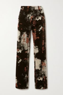 MCQ - Striae Printed Cotton-blend Velvet Straight-leg Pants - Brown