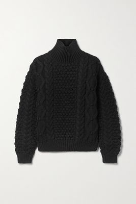 Nili Lotan - Hawthorn Cable-knit Wool Turtleneck Sweater - Black