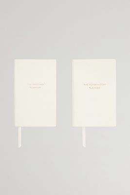 Smythson - Set Of Two Panama Wedding And Honeymoon Planner Textured-leather Notebooks - White