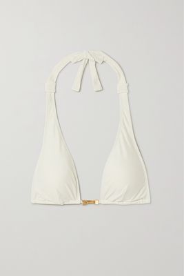 Cult Gaia - Amberae Embellished Recycled Halterneck Bikini Top - Off-white