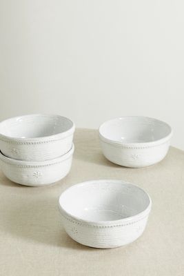 Soho Home - Hillcrest Set Of Four 16cm Glazed Stoneware Cereal Bowls - White