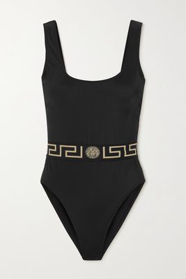 Versace - Vita Jacquard-trimmed Swimsuit - Black