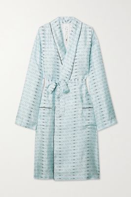 AZ Factory - Pijama Look But Don't Touch Silk-twill Robe - Blue