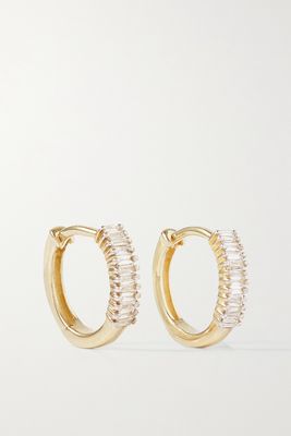 STONE AND STRAND - Up And Down Gold Diamond Hoop Earrings - one size