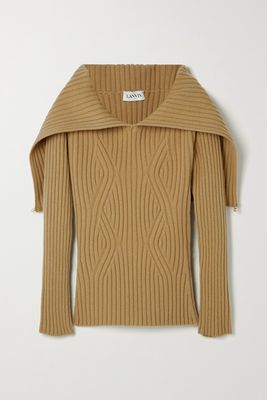 Lanvin - Ribbed Wool And Cashmere-blend Sweater - Neutrals