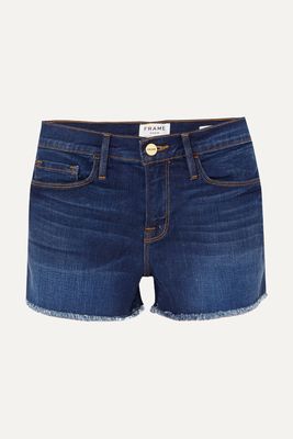 FRAME - Le Cutoff Frayed Denim Shorts - Blue